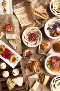 Spread of food on a table