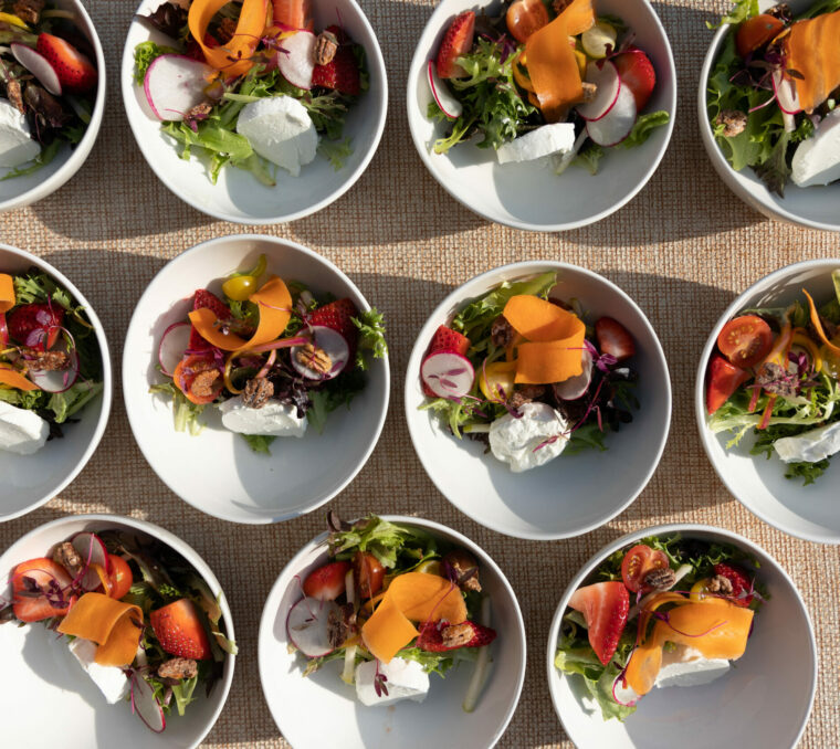 Salads on a table